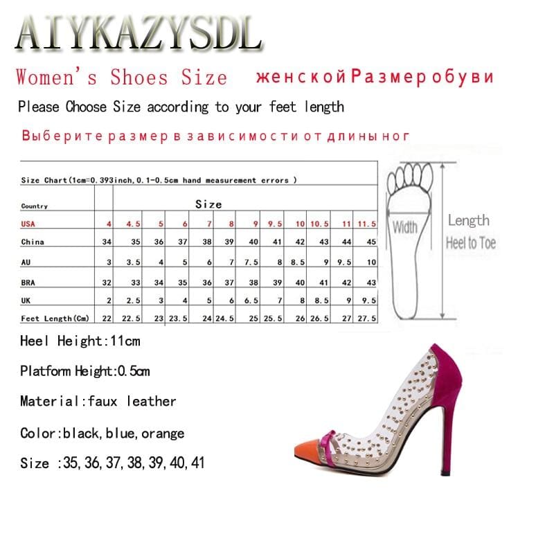 transparent clear pvc rivet bow patchwork sexy high heel