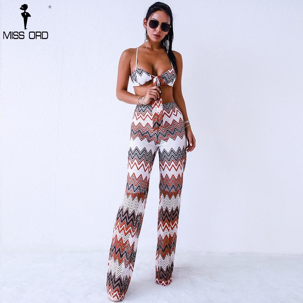 two pcs set off the shoulder women lace up striped jumpsuit