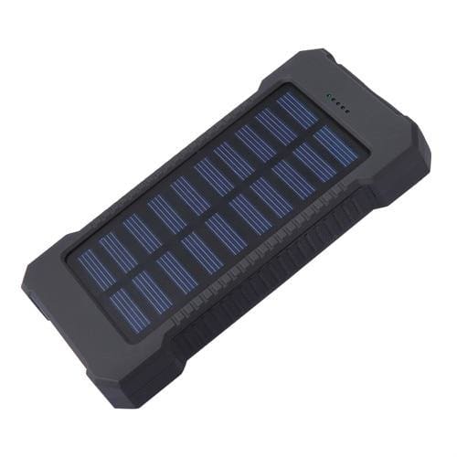 waterproof 10000mah solar power bank with led light black color