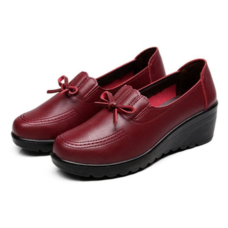 wedges leather unique comfortable casual slip-on shoes