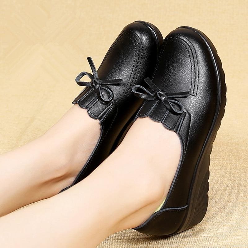 wedges leather unique comfortable casual slip-on shoes