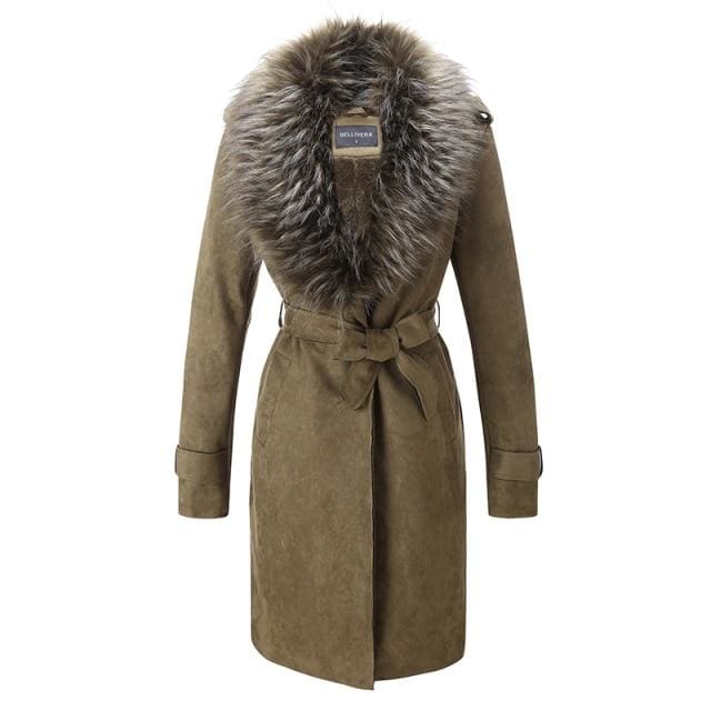 women faux suede long jacket