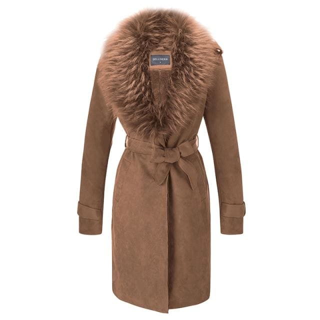 women faux suede long jacket