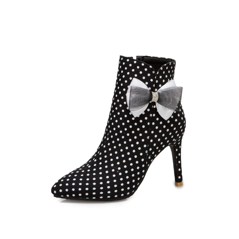 women pointed toe zipper thin heel ankle boots