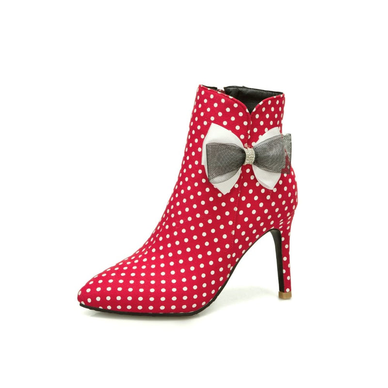 women pointed toe zipper thin heel ankle boots