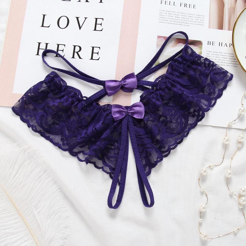 women's sexy lingerie hot erotic open crotch panties purple / one size