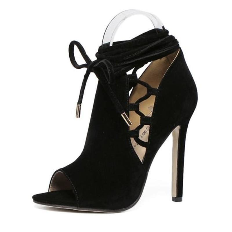 zapatos mujer ribbon flock cross tied open toe ankle boots
