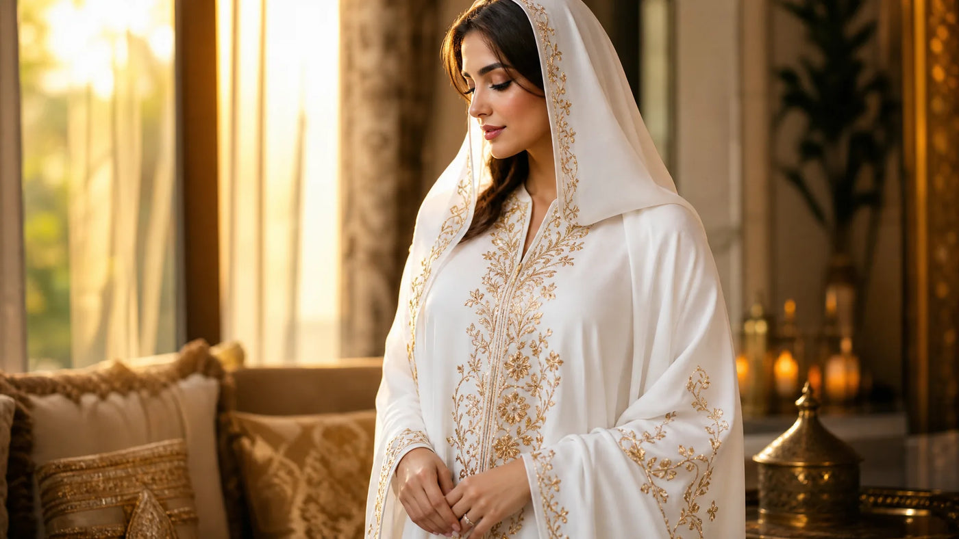 White Abaya With Gold Embroidery: Style Guide