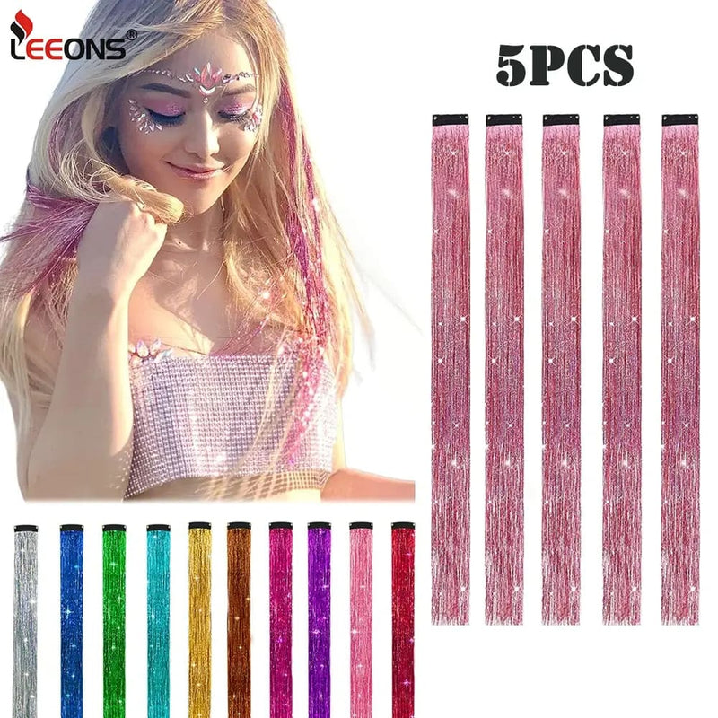 5Pcs/Pack Sparkle Clip In Hair Extensions