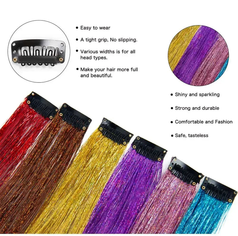 5Pcs/Pack Sparkle Clip In Hair Extensions