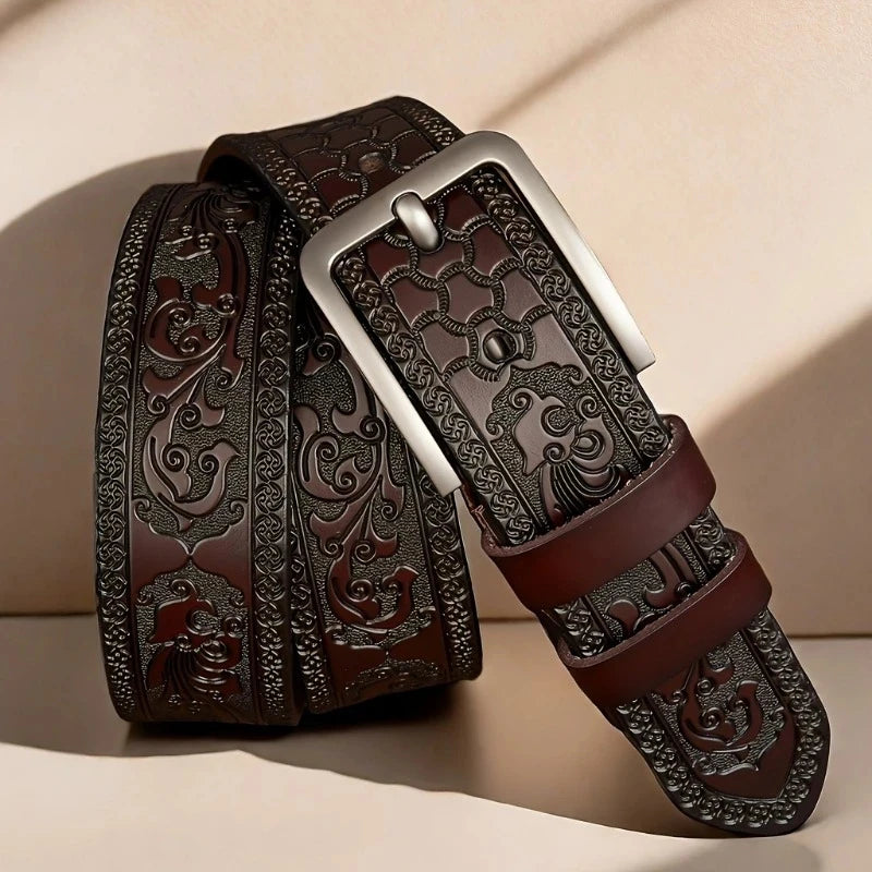 New Genuine Leather Men's Retro Western Style Fashionable Alloy Buckle Belts
