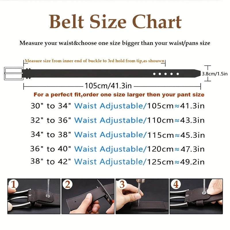 New Genuine Leather Men's Retro Western Style Fashionable Alloy Buckle Belts