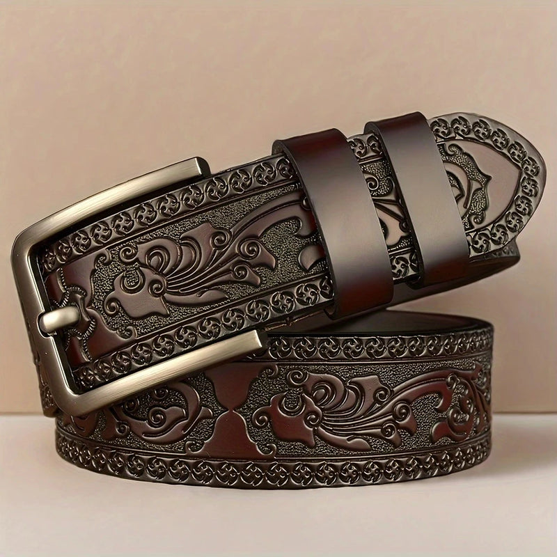 New Genuine Leather Men's Retro Western Style Fashionable Alloy Buckle Belts