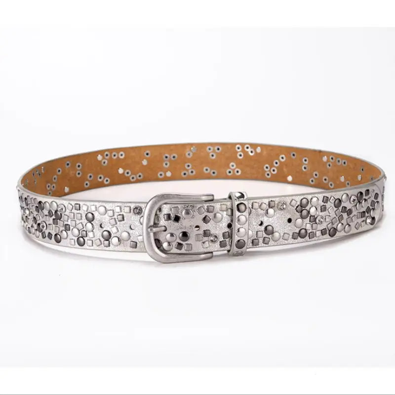 Luxury Fashion Punk Pin Buckle Vintage Rivets Women Leather Belt