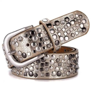 Luxury Fashion Punk Pin Buckle Vintage Rivets Women Leather Belt