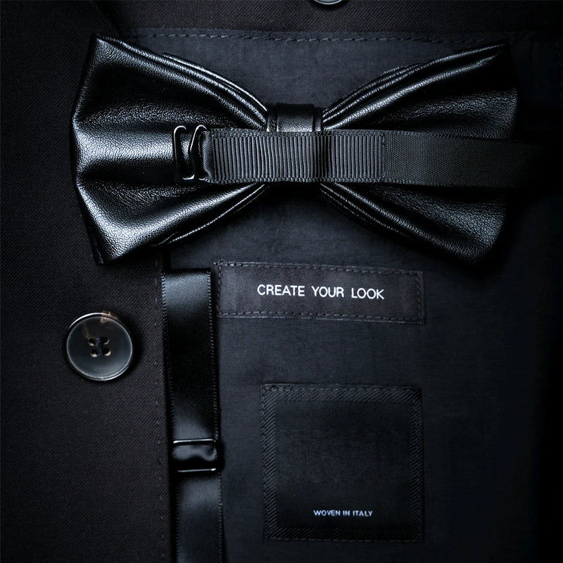 Premium Handmade Feather Bow Tie & Lapel Brooch with Wooden Box Set