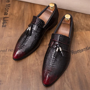 Snake Skin Fashion Tassel Soft Moccasins Mens Genuine Leather Casual Loafers