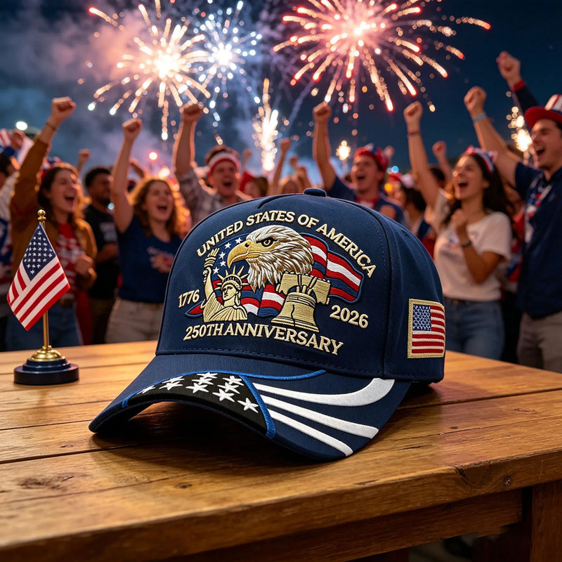 250th Anniversary USA Hat Embroidered Patriotic Baseball Cap