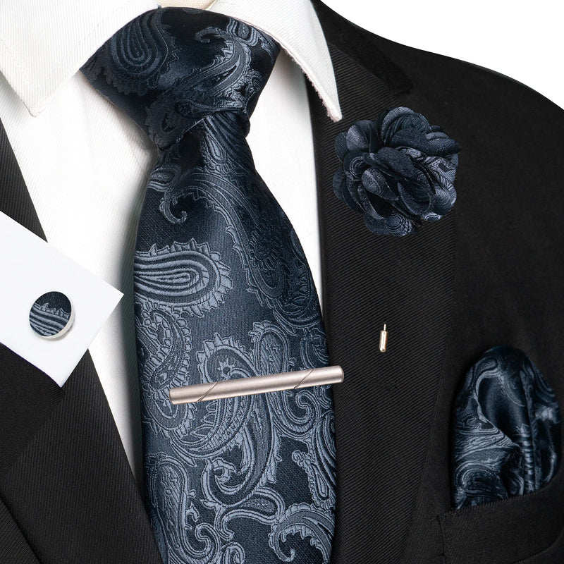 Men Ties Paisley Woven Necktie Set for Wedding Party