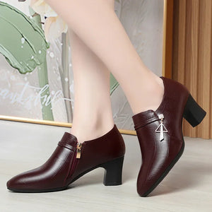 Elegant Deep Mouth Soft Leather Women Pumps