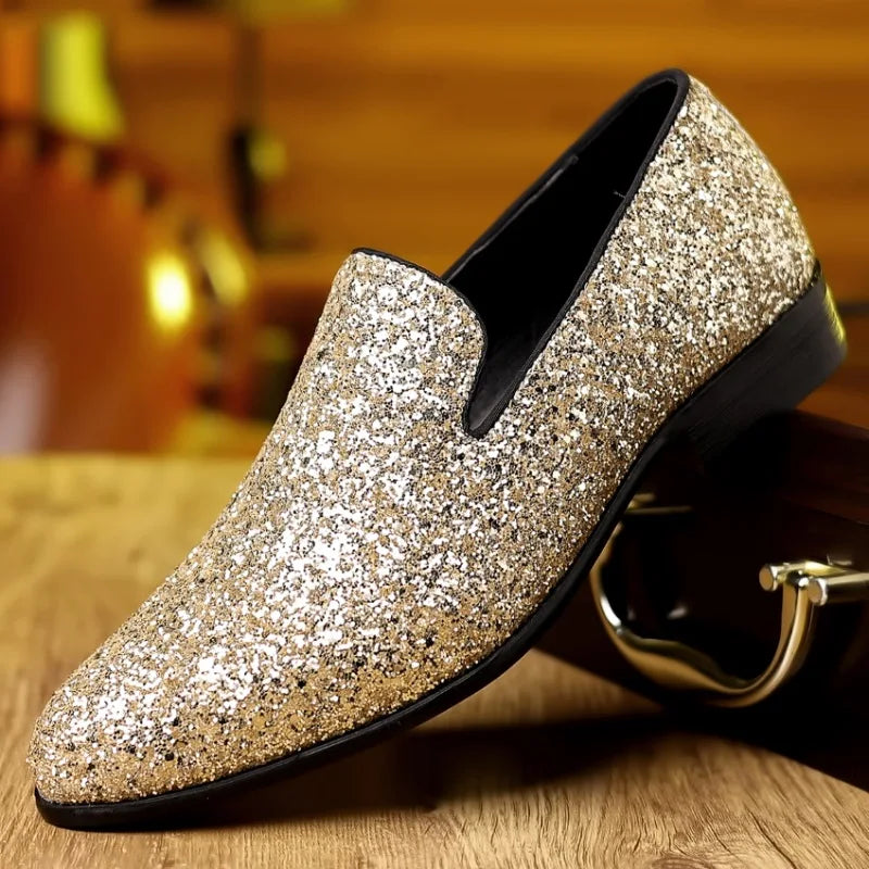 Luxury High-Quality Sequin Beaded Designer Men's Loafers