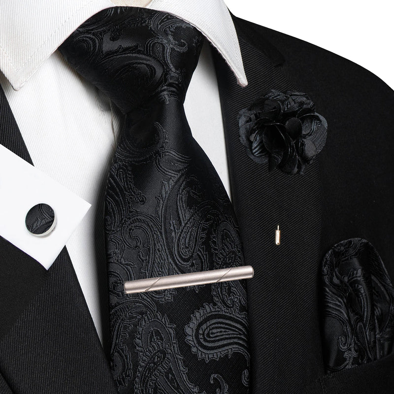 Men Ties Paisley Woven Necktie Set for Wedding Party