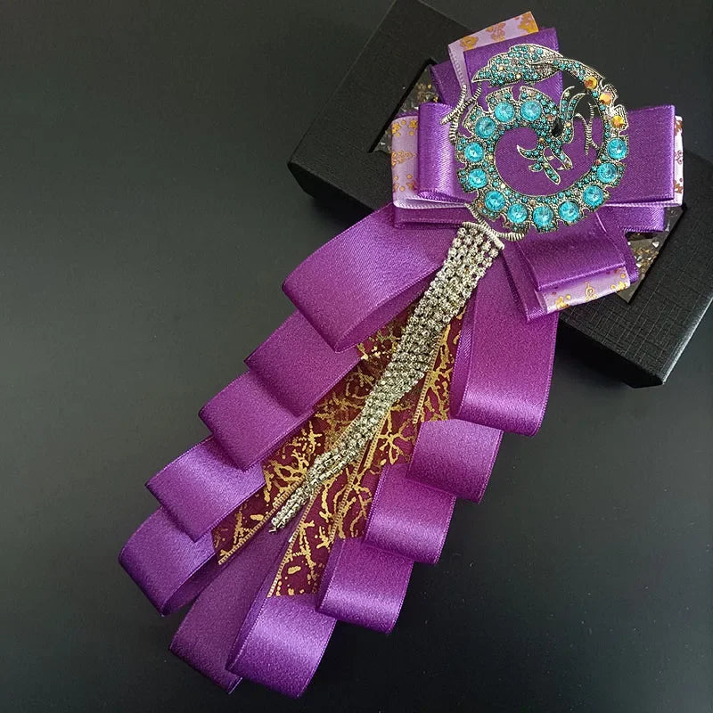 Premium Handmade Tassel Rhinestone Dragon Men's Bow Tie