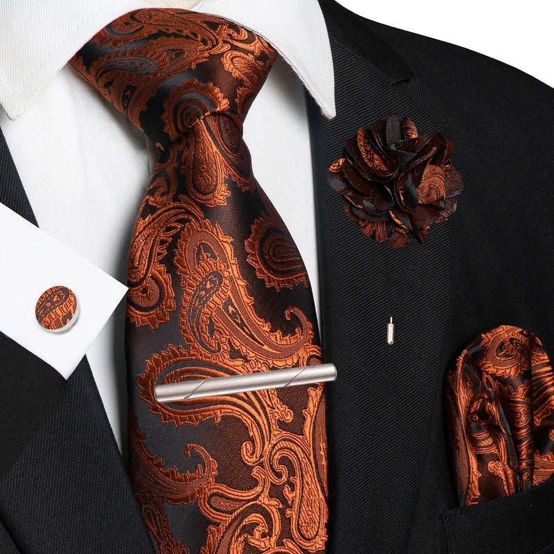 Men Ties Paisley Woven Necktie Set for Wedding Party