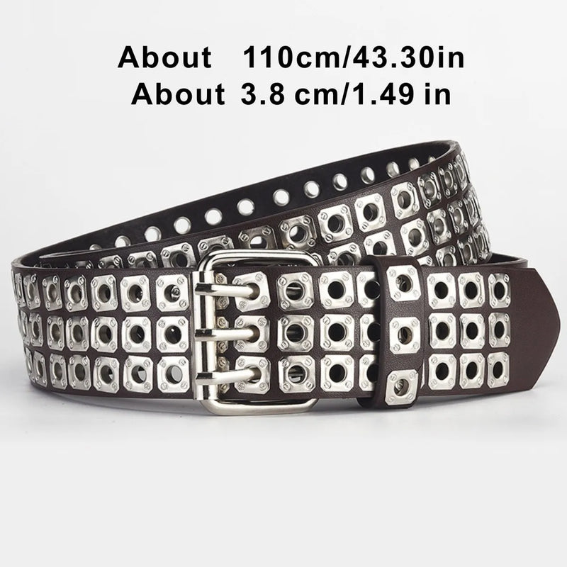 Square Beads Willow Nails Three Exhaust Eyes Punk Street Cool Unisex Belts