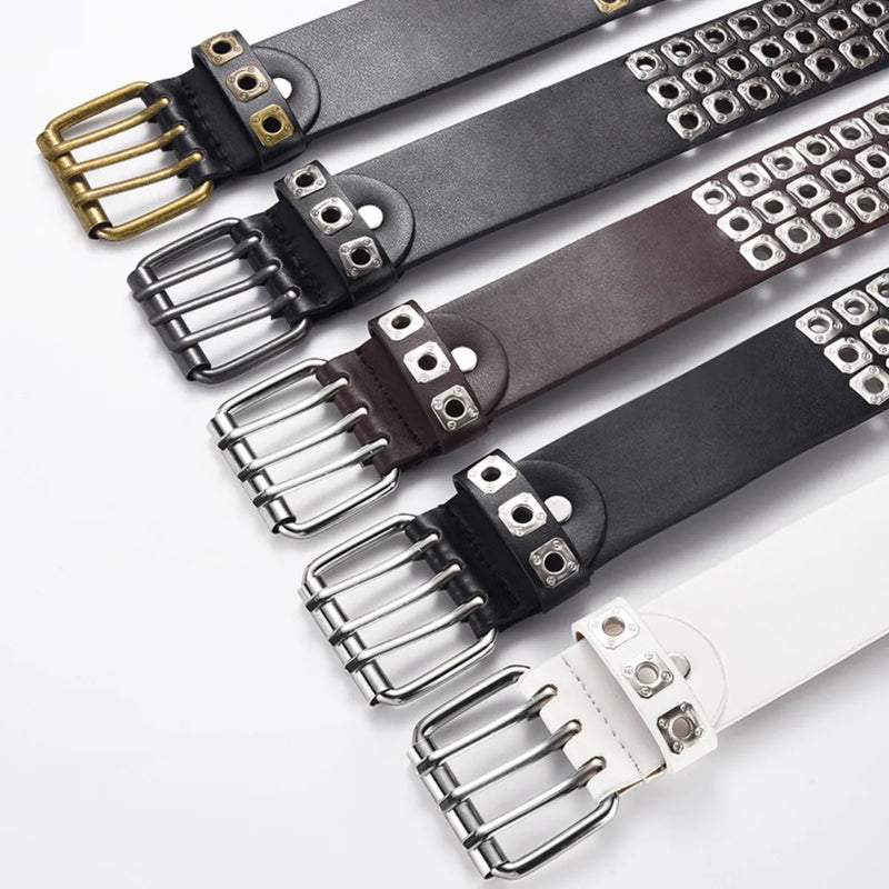 Square Beads Willow Nails Three Exhaust Eyes Punk Street Cool Unisex Belts