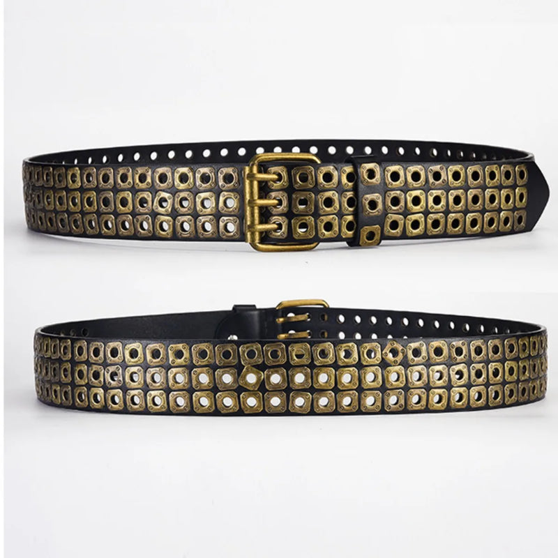 Square Beads Willow Nails Three Exhaust Eyes Punk Street Cool Unisex Belts