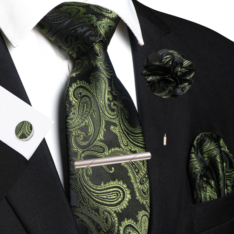Men Ties Paisley Woven Necktie Set for Wedding Party