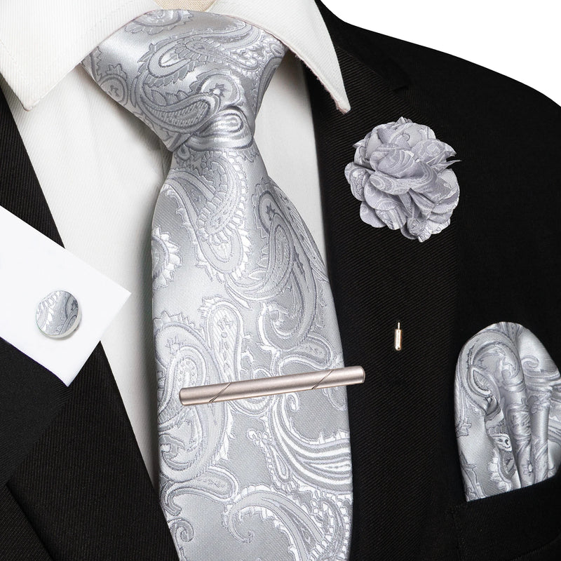 Men Ties Paisley Woven Necktie Set for Wedding Party