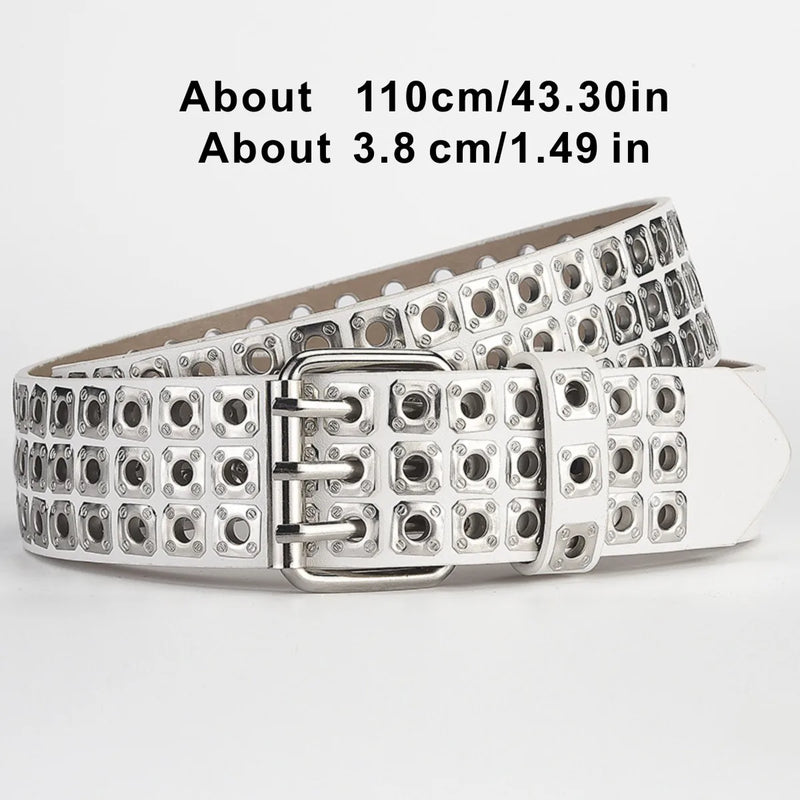 Square Beads Willow Nails Three Exhaust Eyes Punk Street Cool Unisex Belts