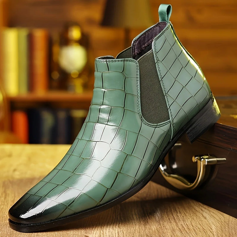 Premium Designer Stone Pattern Soft Soled Leather Men Dress Shoes