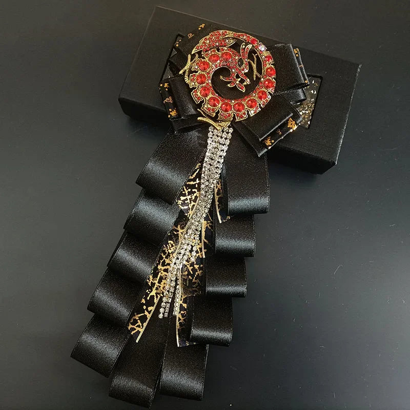 Premium Handmade Tassel Rhinestone Dragon Men's Bow Tie