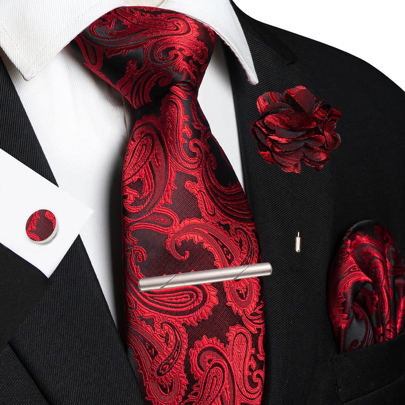 Men Ties Paisley Woven Necktie Set for Wedding Party