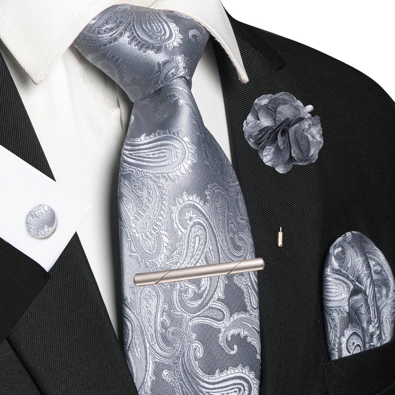 Men Ties Paisley Woven Necktie Set for Wedding Party