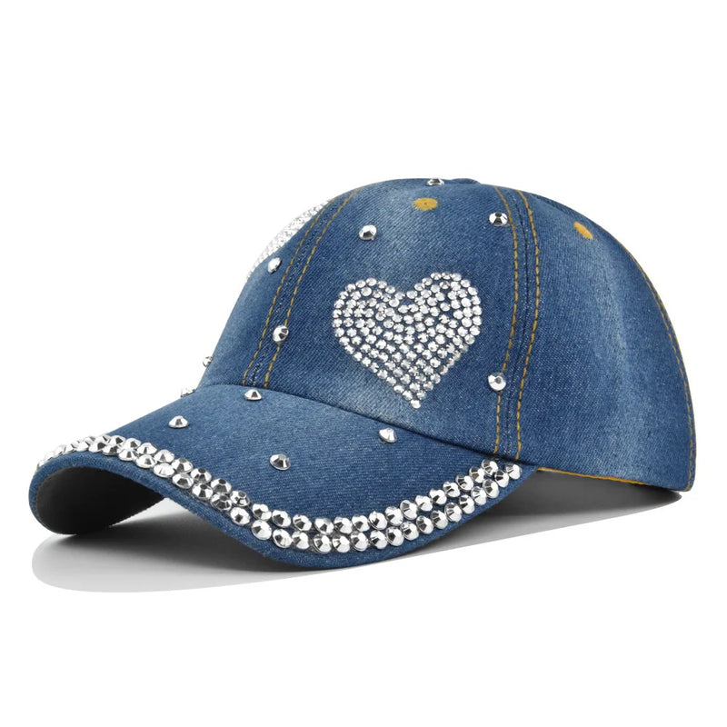 Diamond Encrusted Adjustable Back Buckle Women Baseball Cap
