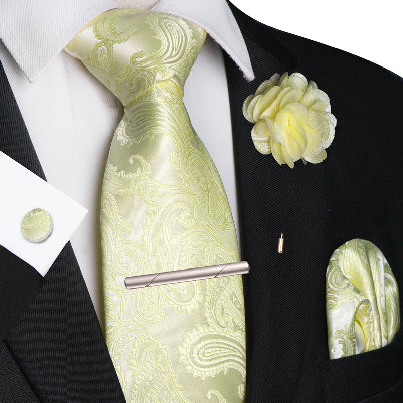 Men Ties Paisley Woven Necktie Set for Wedding Party