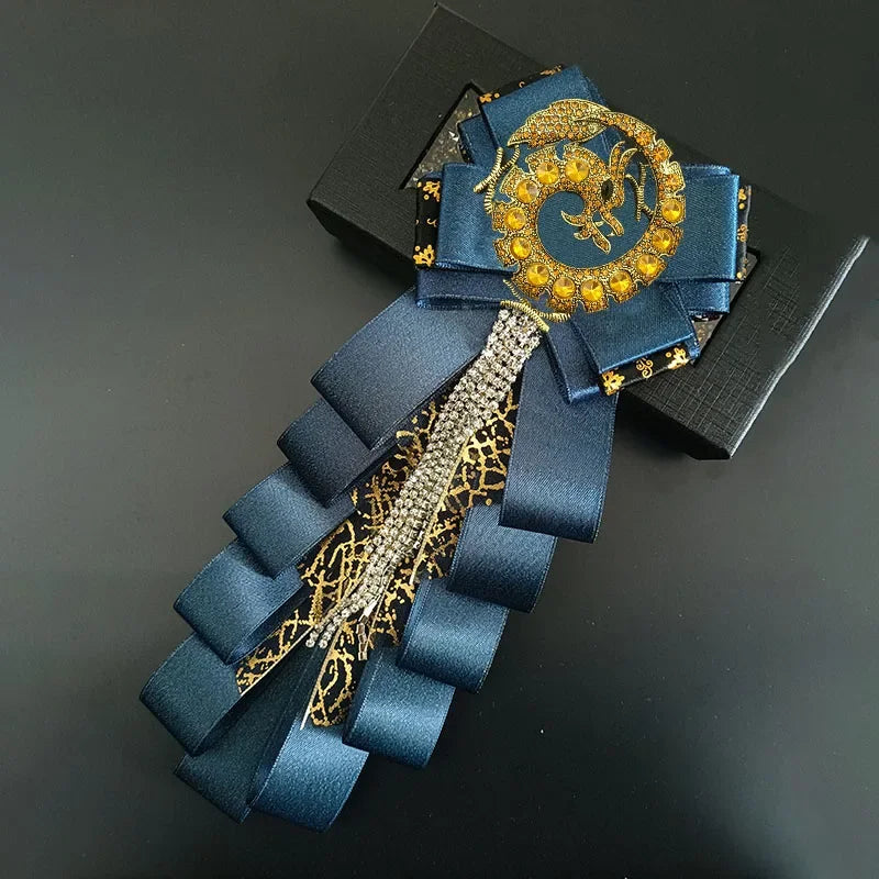Premium Handmade Tassel Rhinestone Dragon Men's Bow Tie