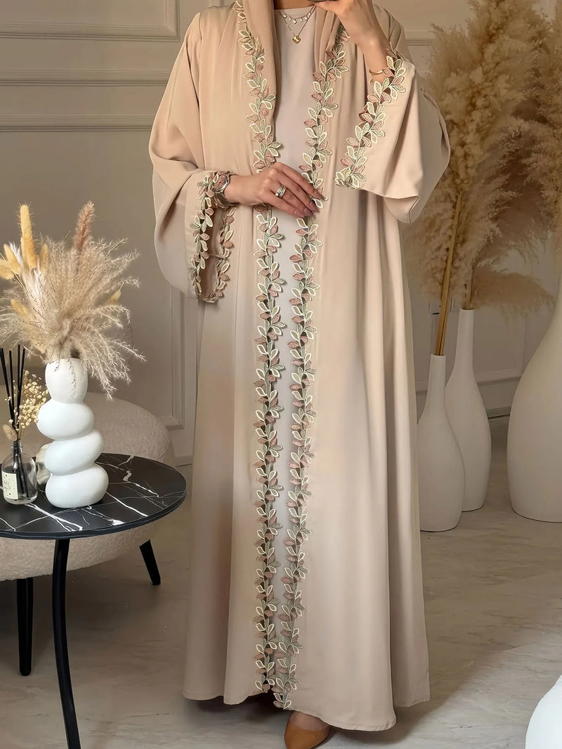 Dubai Elegant Beige Abaya for Muslim Women