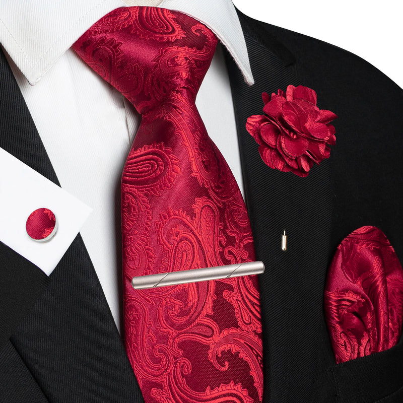 Men Ties Paisley Woven Necktie Set for Wedding Party