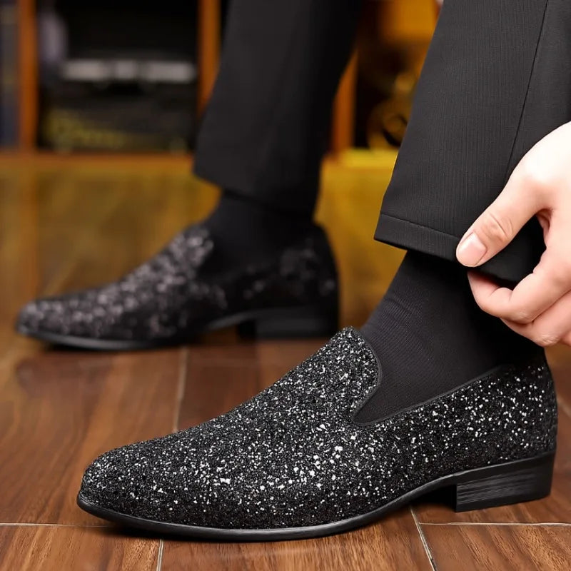 Luxury High-Quality Sequin Beaded Designer Men's Loafers