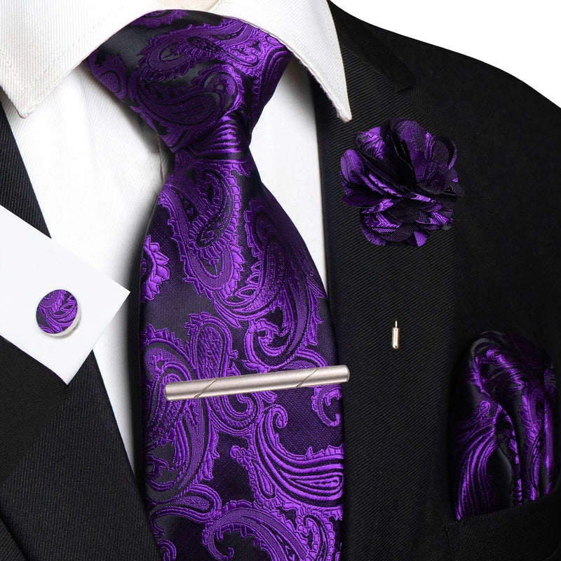 Men Ties Paisley Woven Necktie Set for Wedding Party
