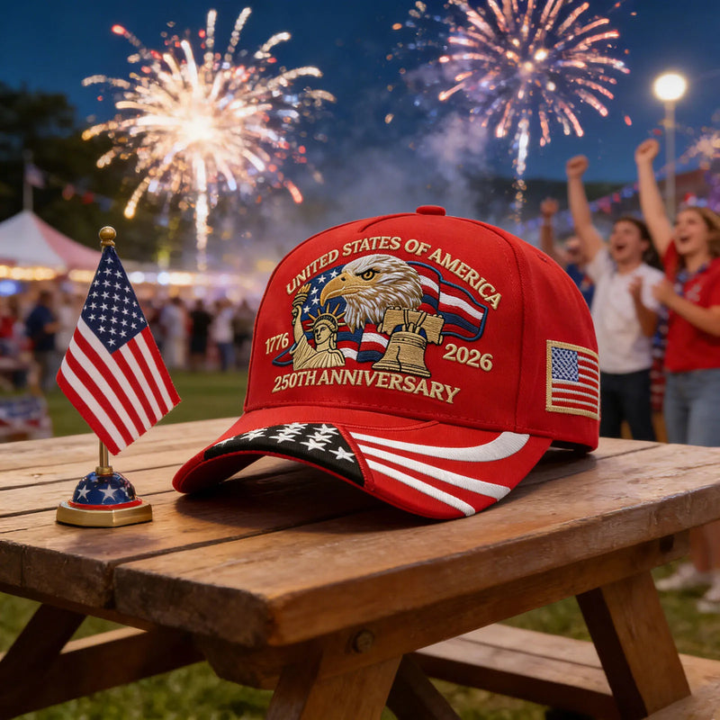 250th Anniversary USA Hat Embroidered Patriotic Baseball Cap