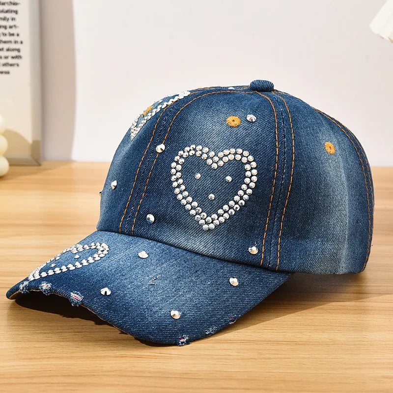 Diamond Encrusted Adjustable Back Buckle Women Baseball Cap