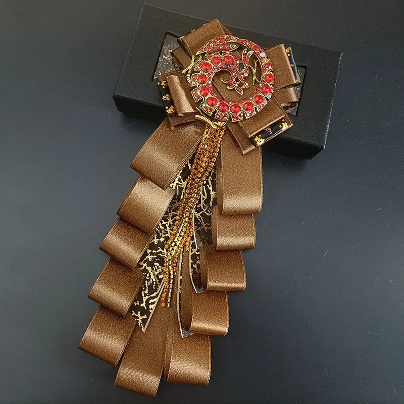 Premium Handmade Tassel Rhinestone Dragon Men's Bow Tie