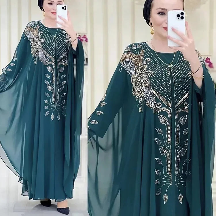 Dubai Luxury Chiffon Muslim Abayas For Women