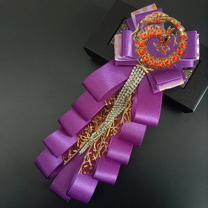 Premium Handmade Tassel Rhinestone Dragon Men's Bow Tie